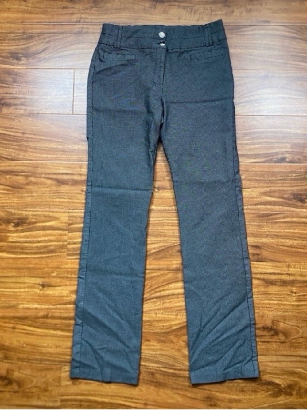 SOHO Apparel Women Gray Plaid Straight Leg Pants Size 10 Classic Preppy Academia